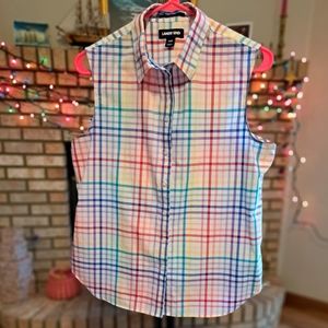EUC Land's End sleeveless cotton button down blouse, size 14P